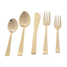 Gold Plated Shiny Edge Handle Flatware Set