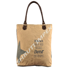 Shruti Impex Cotton+Canvas+Leather Tote Bag, Color : Multi Color, Multi