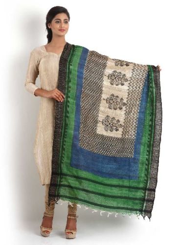 Printed Designer Tussar Silk Dupatta, Occasion : Traditional