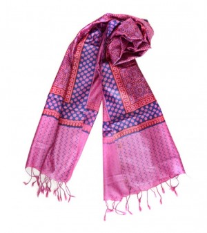 Pink & Blue Silk Stole, Length : 2.25 Mtr