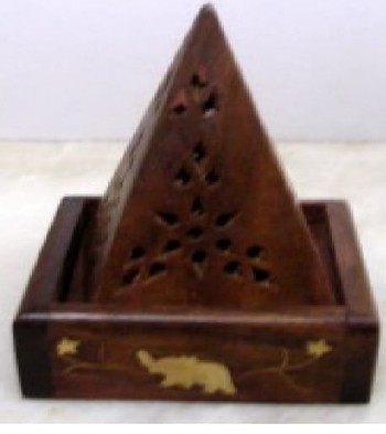 Wooden Incense Pyramid Cone Burner, Color : Natural