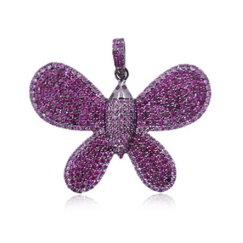 Silver Natural Pave Citrine Butterfly Pendant, Occasion : Party