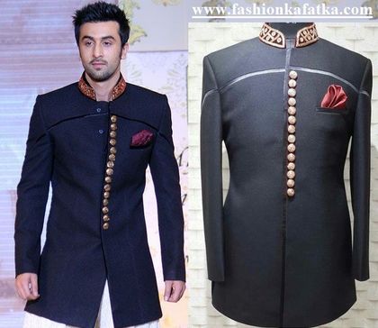 Embroidered Silk Ranbir Kapoor Designer Sherwani, Occasion : Part, Festival, Wedding, Reception