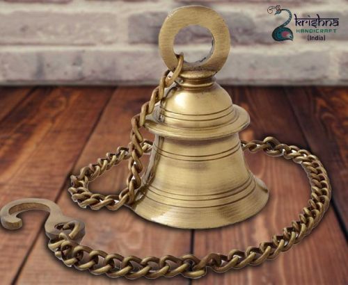 Brass Temple Hanging Bell With Chain, Style : Antique