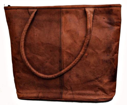 Handmade Leather Tote Bags, For Shopping, Pattern : Plain