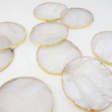 Gemstone Clear Quartz Crystal Coaster, For Office Decoration, Table Decoration, Hom