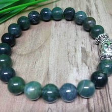 Moss Agate Stretchable Buddha Bracelet