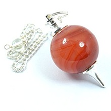 Red Carnelian Ball Agate Pendulum, For Dowsing Healing
