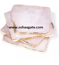 Round Stone Rose Quartz Coasters, Size : 4-5 Inch