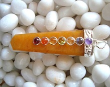 Yellow Aventurine Chakra Flat Stick Pendants