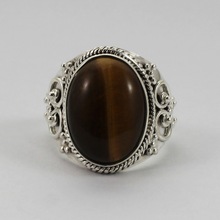 Sterling Silver Tiger Eye Gem Stone Ring