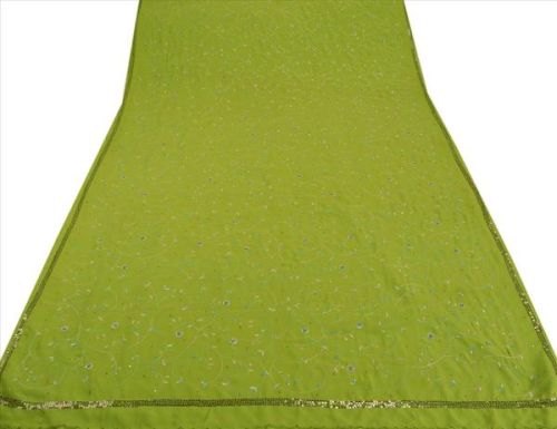 Hand Beaded Craft Sari, Color : GREEN