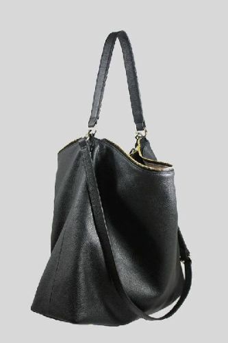 Black Leather Handbag, For Collage, Office, Party, Shopping, Pattern : Plain