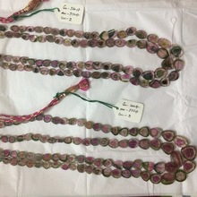 Watermelon Tourmaline Smooth Slices Beads Necklace, Color : Picture