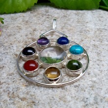 Genuine 925 Silver Gemstone Chakra Pendant, Occasion : Gift