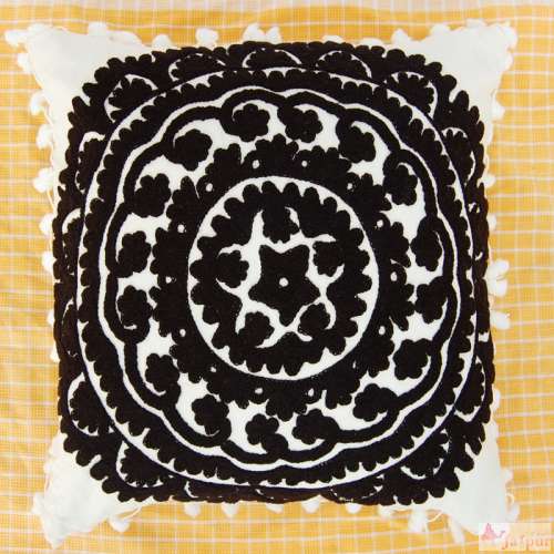 Black Woolen Embroidered Cushions, Size : 16 X 16 Inches
