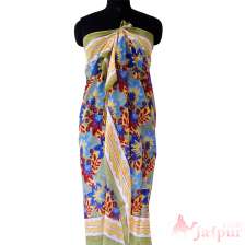 Cotton Floral Printed Long Sarong Scarf Bikini Cover UPS-Craft Jaipur