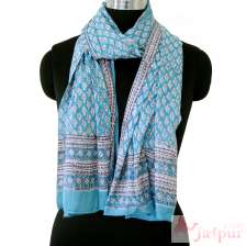 Cotton Scarf Floral Block Print Ladies Beach Cover Up Wraps-Craft Jaipur