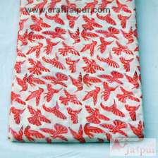 Flying Bird Block Printed Indian Natural Cotton Voile Fabric-Craft Jaipur