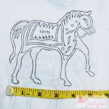 Hand Block Horse Printed Sanganeri Cotton Running Fabric-Craft Jaipur