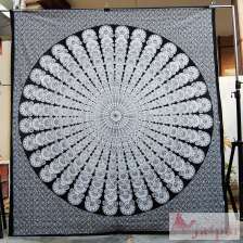 Large Mandala Peacock Feather Tapestry Wall Decor Bedspreads-Craft Jaipur