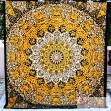 Large Yellow Star Mandala Wall Hanging ,Psychedelic Tapestry-Craft Jaipur