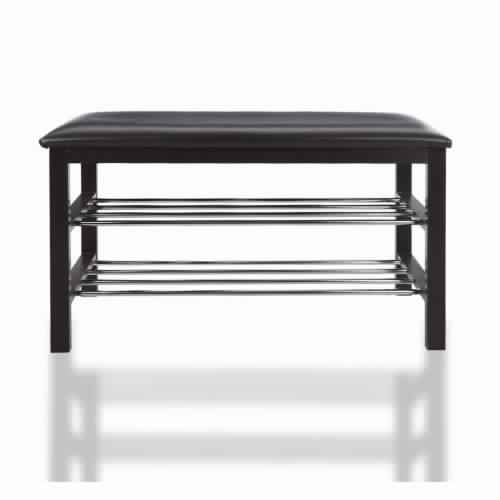 Leder Solid Wood Shoe Rack (Dark Brown)