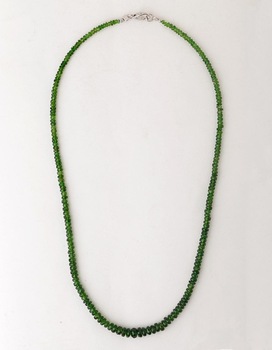 Gemstone Faceted Rondelle Necklace, Color : Green