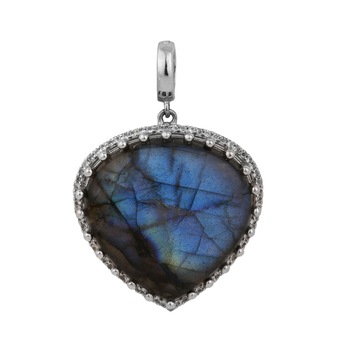 Heart Shape Labradorite Silver Pendant, Occasion : Everyday Wear