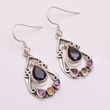 Black Onyx Amethyst Citrine Garnet Gemstone Earring