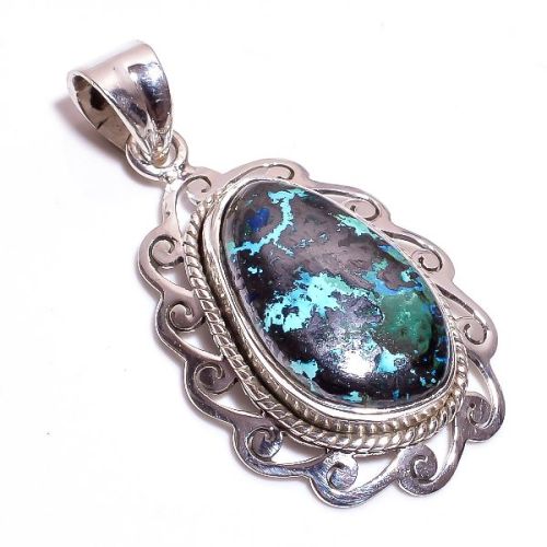 Chrysocolla Gemstone 925 Sterling Silver Pendant