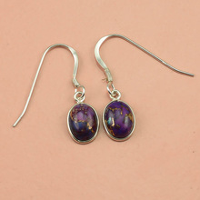 925 Sterling Silver Purple Copper Turquoise Earrings, Occasion : Anniversary, Gift, Party, Wedding