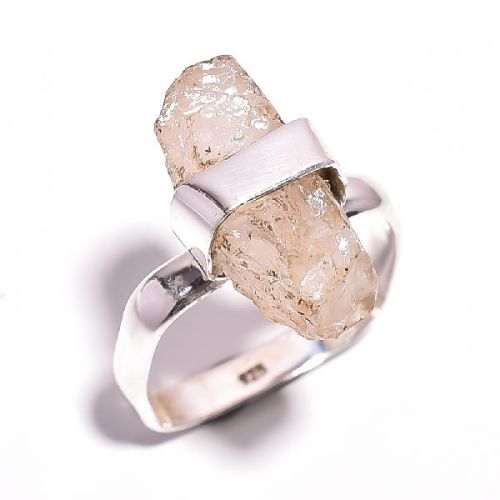 Rose Quartz Raw Gemstone 925 Sterling Silver Ring Size 8.75