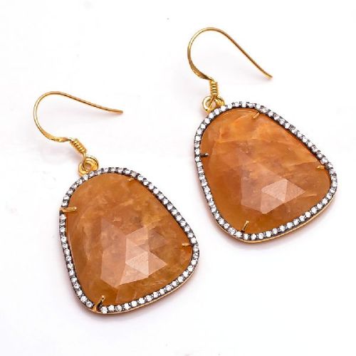 Sapphire Gold Plated Silver Earrings, Style : Modern