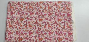 2.5 Meter Flower Print Hand Block Printed Cloth Cotton Animales Birds Mix Red Fabric