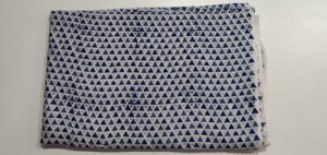 2.5 Meter Flower Print Hand Block Printed Cloth Cotton Blue White Mix Fabric