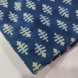 2.5 Meter Indigo Colorful Block Printed Cotton Fabric