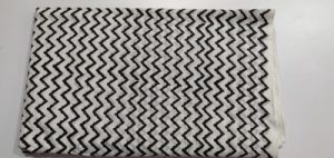 .5 Meter Black Line Flower Print Hand Block Printed Cloth Cotton Fabric