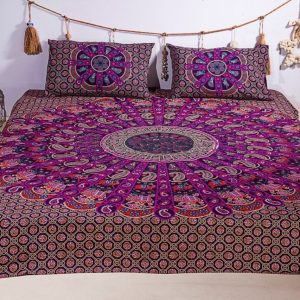 Hand Block Print Indian Handmade Bed Sheet 100% Cotton Double Size Bed Cover