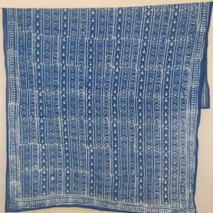 Print Sarong, Cotton Blue Colour Flower Dupatta Stole