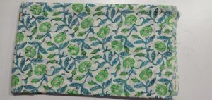 Flower Green Print Hand Block Printed Cloth Cotton Fabric