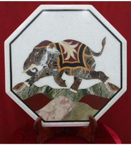 Marble Inlay Elephant Wall Paner