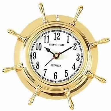 Brass Ship's Wheel Clock