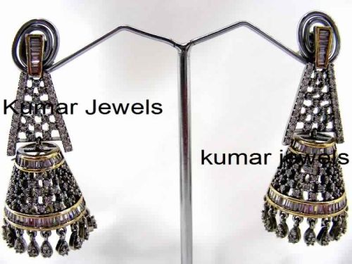 ANTIQUE CZ JHUMKI GIRLISH EARRINGS