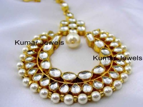 DAZZLING BROAD KUNDAN GOLD PLATED TIKKA