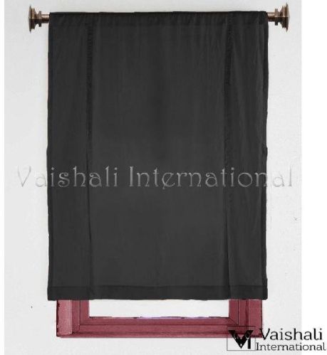 2 PCS COTTON ROD POCKET BLACK WINDOW LIVING ROOM CURTAIN PANELS SEMI TRANSPERANT