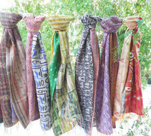 Embroidered Kantha Silk Scarves, Color : Assorted