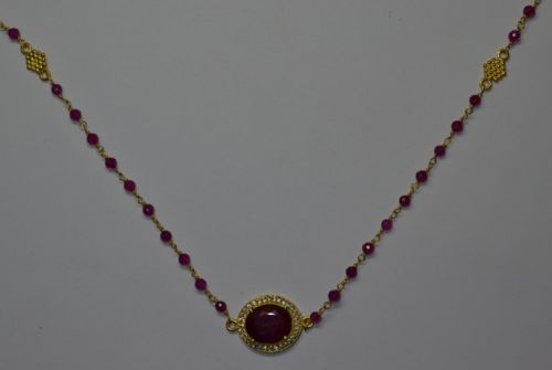 Sterling Silver Gold Plated Necklace With Gemstone