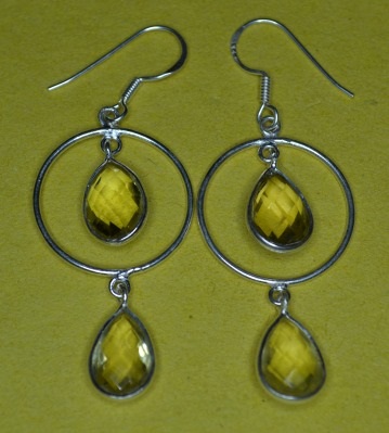 Sterling Silver With Lemon Quartz Earrings