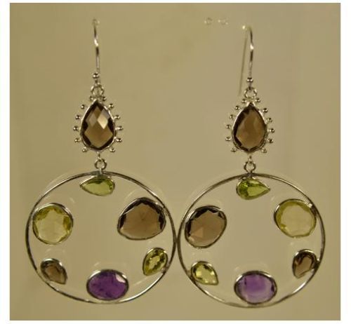 Sterling Silver With Multi Color Faceted Gemstones